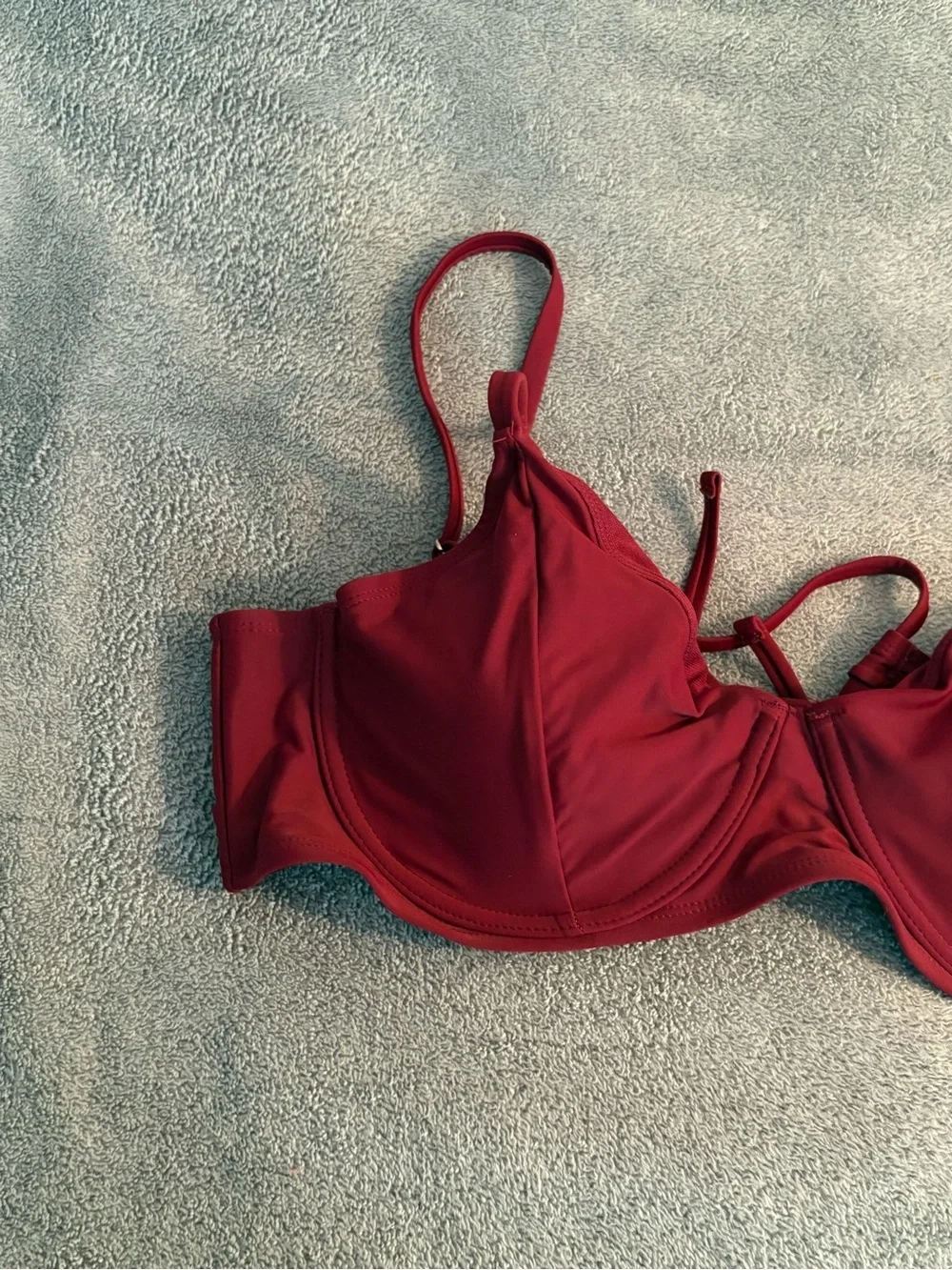 Time And Tru Bikini Top XL Red Underwire Adjustable Straps Strap Detail